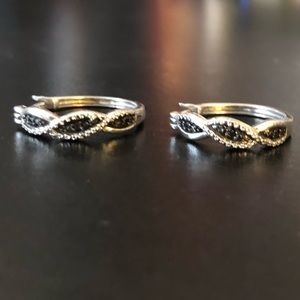 ZALES Sapphire Diamond Sterling Silver Earrings